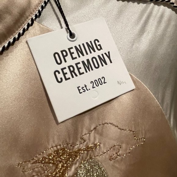 NWT Opening Ceremony Gold Bonsai Embroidered Silk Short Sleeve Tee, Size 4 - Picture 11 of 12